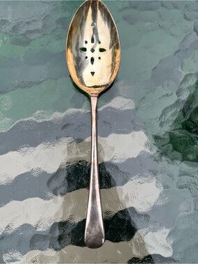Vintage S.G. England A1 Plate Pierced Serving Spoon - Slotted Silverplate